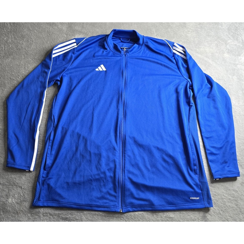 Adidas Tiro 23 Track Jacket Mens 3XLT Blue White Slim Fit Training Full Zip